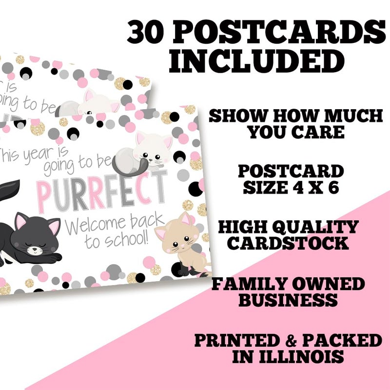 Amanda Creation Cute Kitty Cat Themed Welcome Back To School Blank Postcards For Teachers To Send To Students, 4"x6" Fill In Notecards by AmandaCreation (30) - Image 5